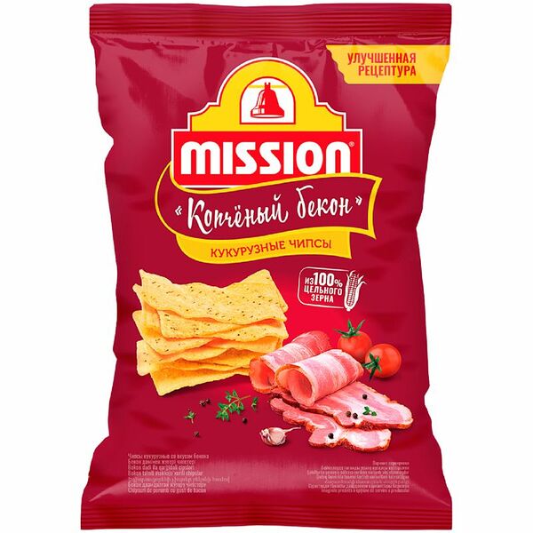 Чипсы кукурузные Mission со вкусом бекона, 150г