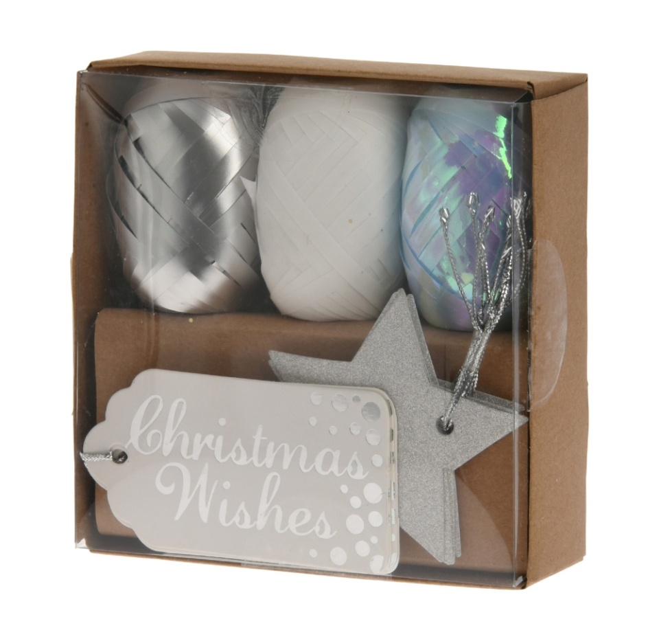 

Набор для упаковки подарков Koopman International лента для упаковки 10 м 3 шт и бирки для подарков 12 шт