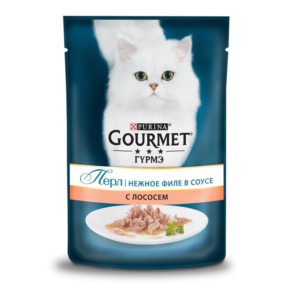 

Консервы для кошек Gourmet Perle Кусочки в подливе Лосось 85 г