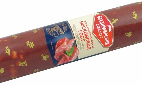 Колбаса варёно-копчёная Владимирский стандарт Московская, вес