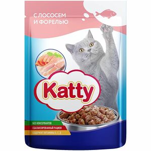 Корм Katty с лососем и форелью в соусе для кошек 85г