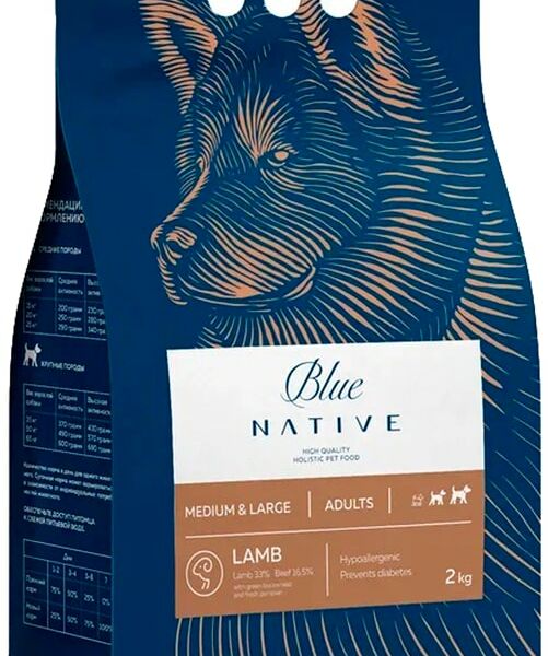 Сухой корм для собак Blue Native Holistic для средних и крупных пород Ягненок 2кг
