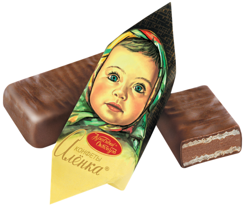 

Конфеты Красный Октябрь Аленка глазированные шоколадной глазурью с начинкой между слоями вафель 250 г