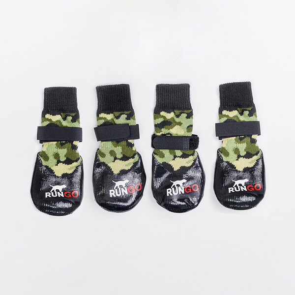 Носки с прорезиненной подошвой для собак, S, зеленый камуфляж