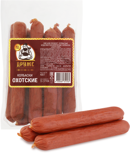 Колбаски полукопченые Друже Охотские