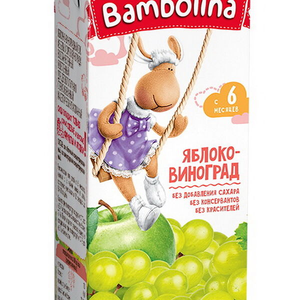 Сок Бамболина 0.2л Яблоко-Белый виноград  NEW яблочно-виноградный из белых сортов осв 0.2л ДП BAMBOLINA