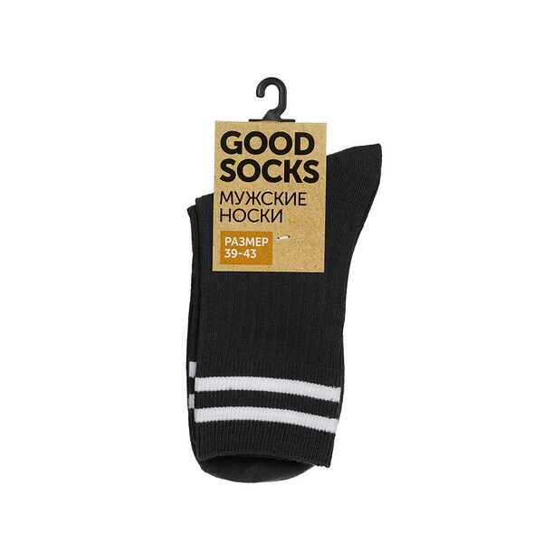 Мужские однотонные носки Good Socks Лапша/Полоски Серый р.39-43