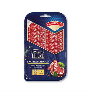 Колбаса сырокопченая Клинский Брауншвейгская полусухая нарезка, 95г