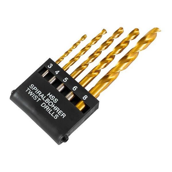 Набор нитридтитановых сверл по металлу, 3-8 мм, пластмассовый короб