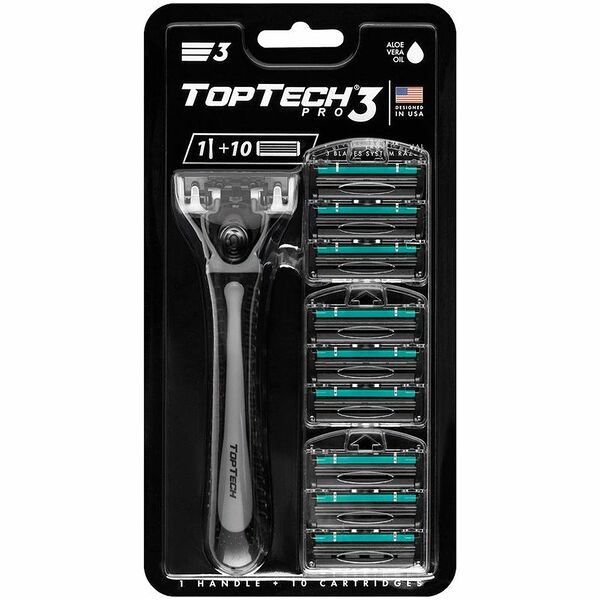 Бритва Toptech PRO 3 мужская + кассеты сменные, 10шт