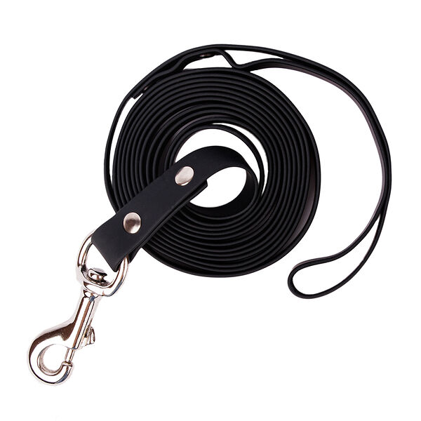 Поводок из биотана черный со стальным карабином, ширина 20 мм, длина 3 м