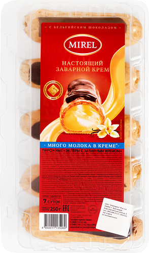 Пирожные Mirel эклеры с заварным кремом 250г
