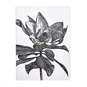 Тетрадь в мягком переплёте на скрепке Aesthetics «Чёрный цветок на белом» в клетку, Be Smart, 194*266 мм