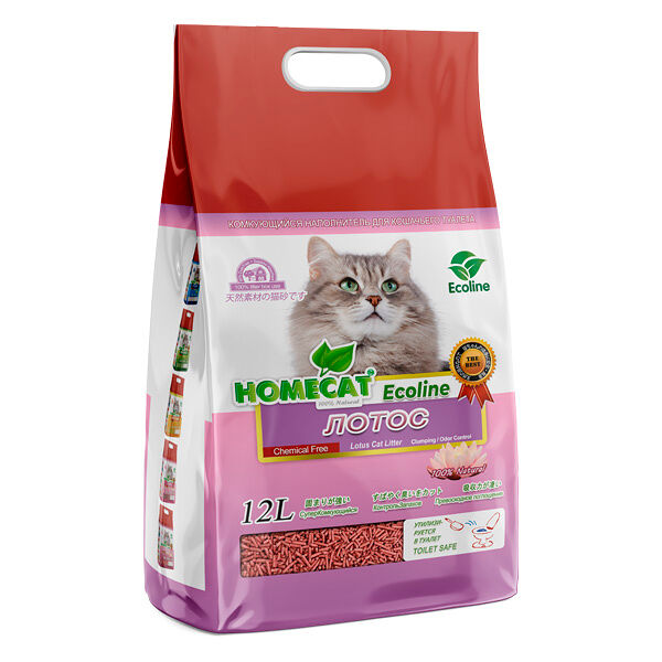 Наполнитель для кошачьего туалета Homecat Ecoline Лотос комкующийся 12 л