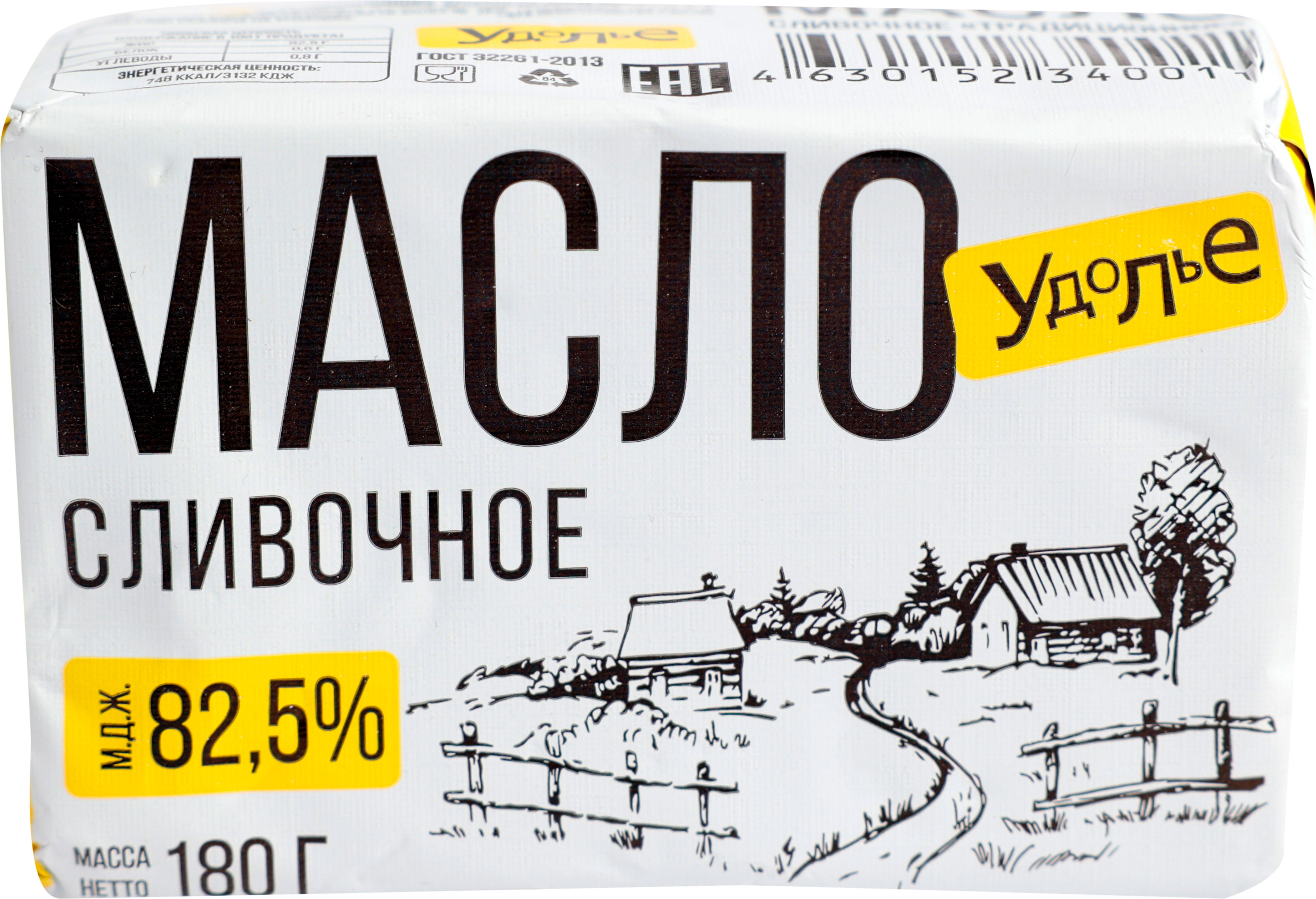 

Масло сливочное Удолье Традиционное 82.5%