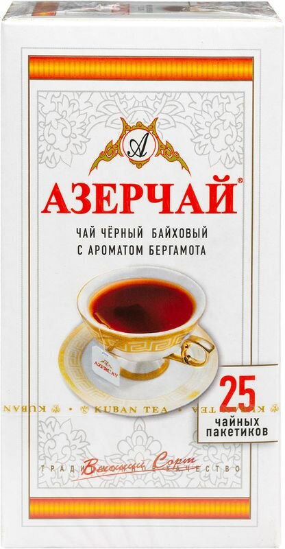 Купить Чай Азерчай чёрный байховый с бергамотом в пакетиках, 25x2г по ...