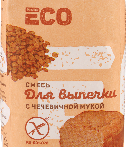Смесь для выпечки безглютеновая ЛЕНТА ЕСО с чечевичной мукой, 500г