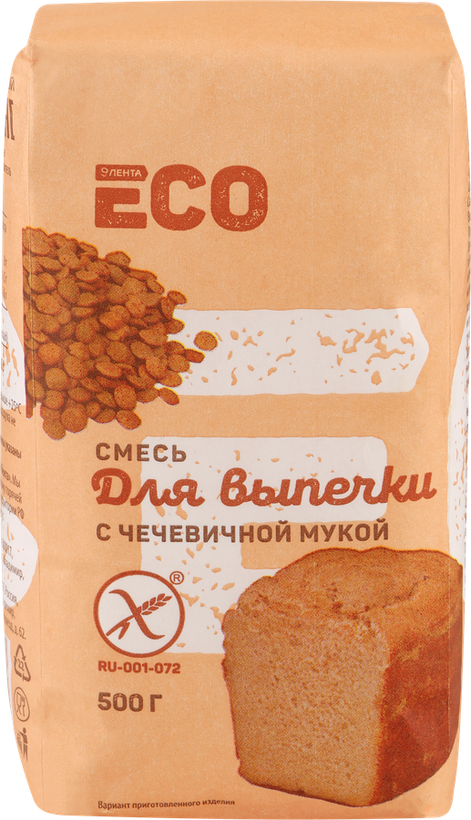 

Смесь для выпечки безглютеновая ЛЕНТА ЕСО с чечевичной мукой, 500г