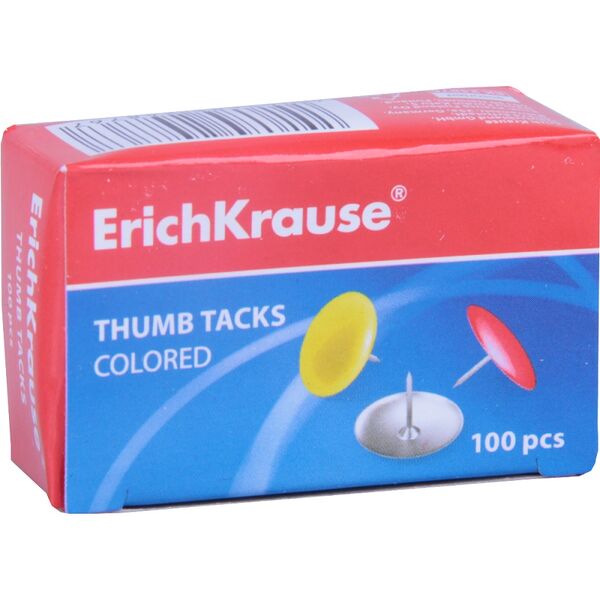 Кнопки металлические никелированные ErichKrause, цветные 100шт. 24876