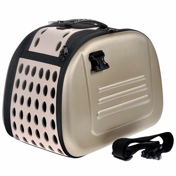 Ibiyaya складная сумка - переноска бежевая для собак и кошек до 6 кг 46 х 32 х 30 см.