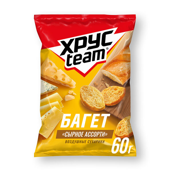 Сухарики Хрусteam Багет Сырное ассорти 60г