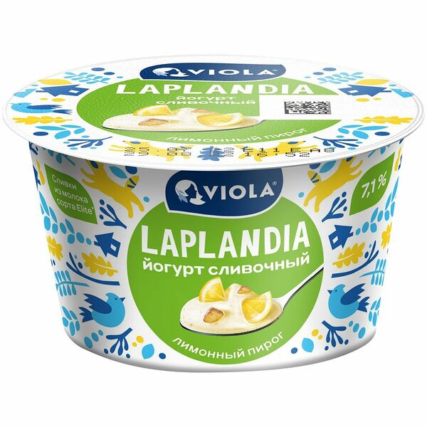 Йогурт Viola Laplandia Сливочный Лимонный Пирог с наполнителем 7.1%, 180г