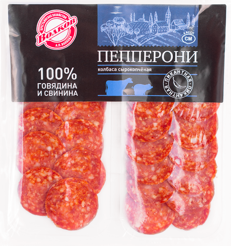 

Колбаса сырокопченая КХ А.П Волкова Пепперони категория В нарезка 80 г