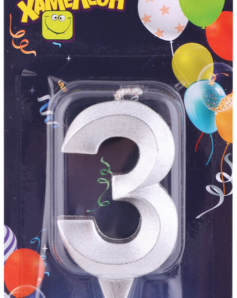 Свеча Хамелеон Цифра 3 Грань в ассортименте