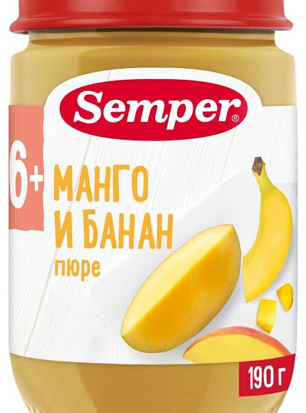 Пюре Semper Манго и банан с 6 месяцев 190г