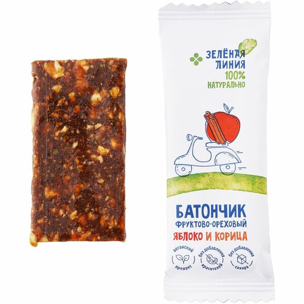Батончик фруктово-ореховый Маркет Зеленая линия Яблоко и Корица 35г