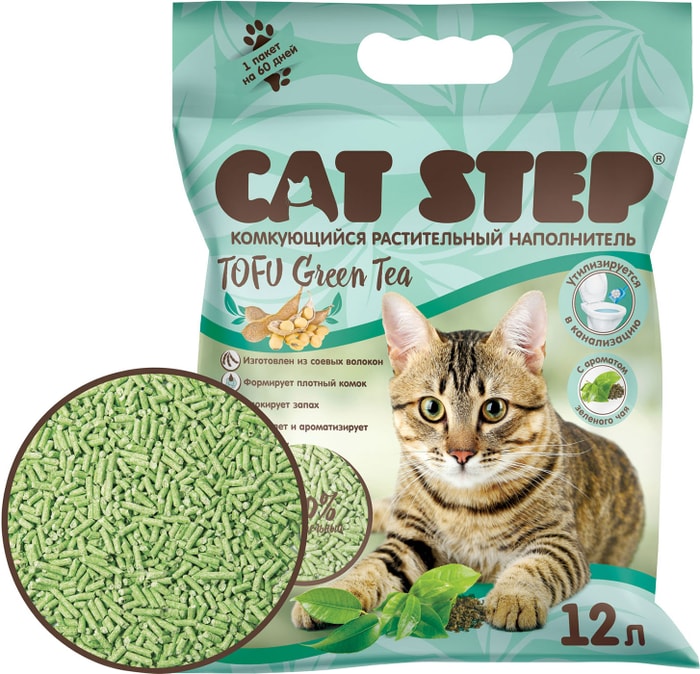 

Наполнитель комкующийся растительный Cat Step Tofu Green Tea 5.4 кг 12 л