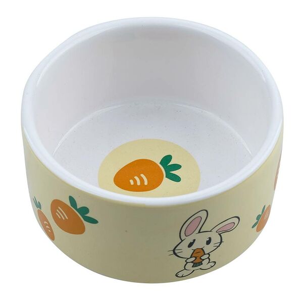 Миска для грызунов FOXIE Bunny Carrots желтая керамическая 10х10х5,5см
