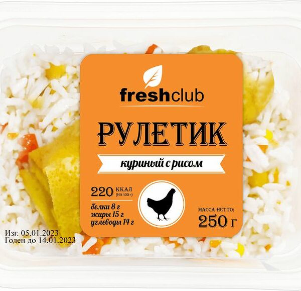 Рулетик Freshclub куриный с грибами с рисом 250 г