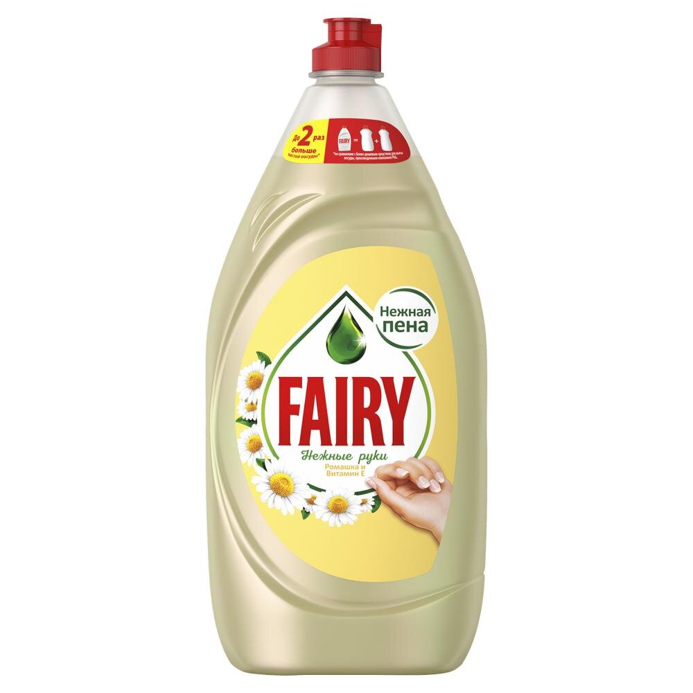 

Средство для мытья посуды Fairy Нежные руки Ромашка и витамин Е 1350 мл