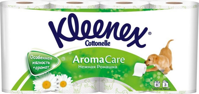 

Туалетная бумага Kleenex Aroma Care Нежная Ромашка 3 слоя 8 рулонов