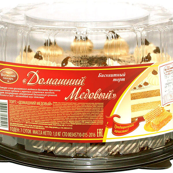 Торт Волжский пекарь Домашний Медовый 1 кг