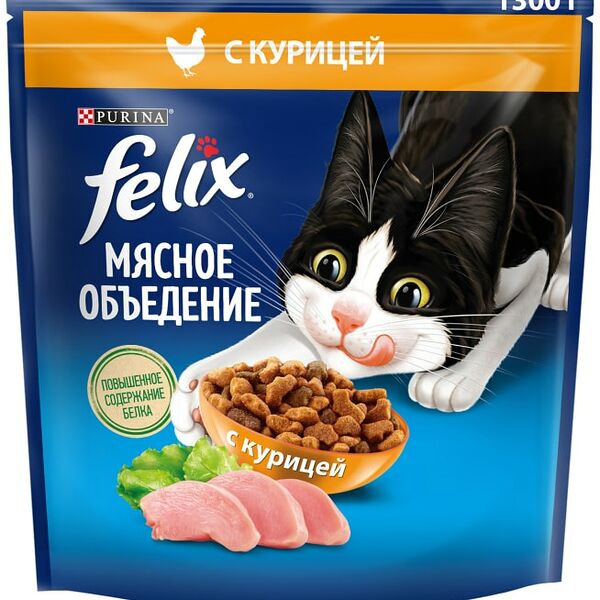 Сухой корм для кошек Felix Мясное объедение с курицей 1.3кг