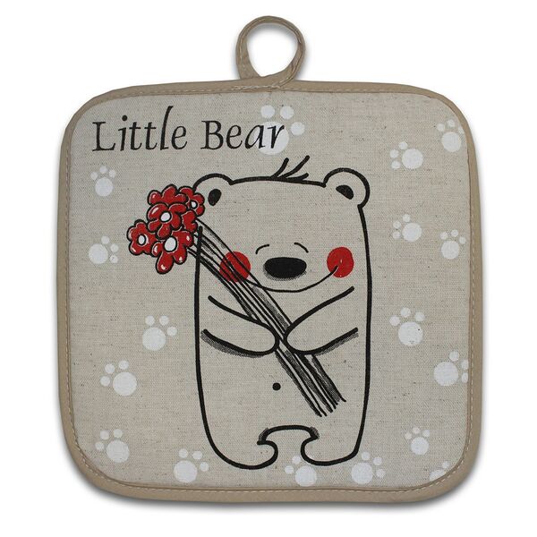 Прихватка Северные мишки, 18х18 см, хлопок/лен