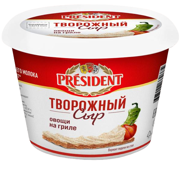 Сыр творожный President Овощи на гриле БЗМЖ, 140г