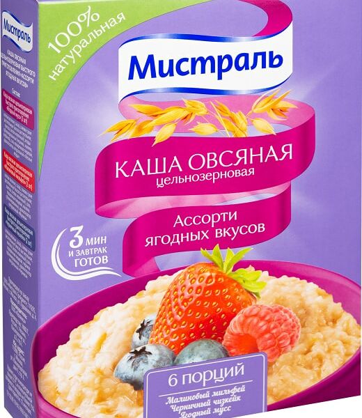 Каша Мистраль овсяная Ягодное ассорти 6пак*40г