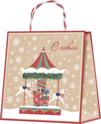 

Пакет подарочный Magic, крафт, большой, плюс, 26х26х10см Арт. KLP, в ассортименте