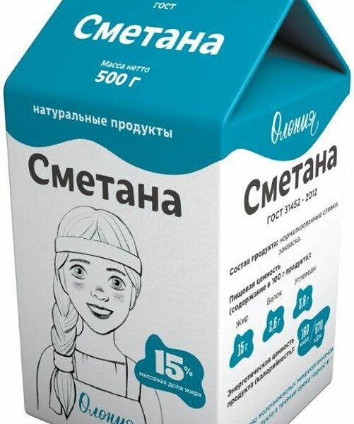 Сметана Олонецкий Молочный Комбинат 15%