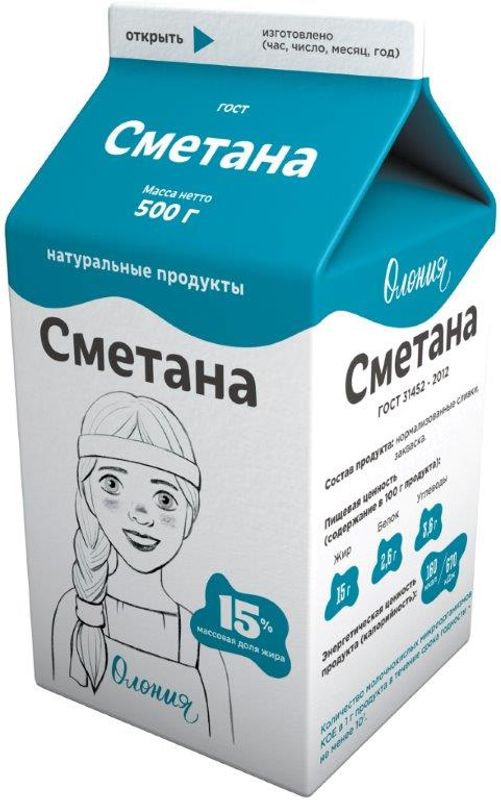 

Сметана Олонецкий Молочный Комбинат 15%