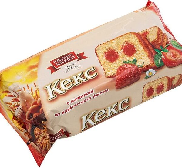 Кекс Русский бисквит с начинкой из клубничного джема 225 г