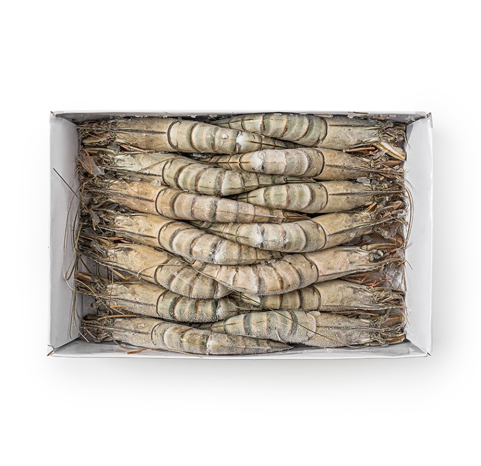 

Креветки черные тигровые Apex Foods свежемороженые неразделанные с головой калибр 13-15 шт в 1 кг, Бангладеш