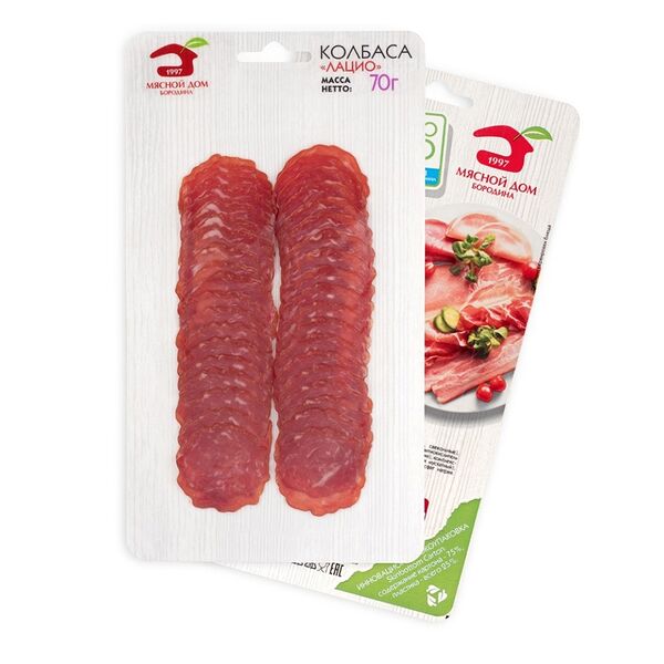 Колбаса сырокопчёная Мясной Дом Бородина Лацио, нарезка