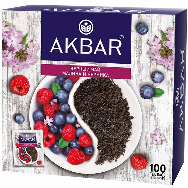 Чай чёрный малина и черника 100х1,5 г ТМ Akbar (Акбар)