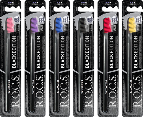

Зубная щетка R.O.C.S. Black Edition Classic средней жесткости, цвет в ассортименте