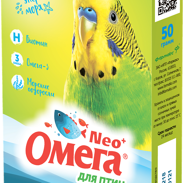 Мультивитаминное лакомство Омега Neo для птиц с биотином