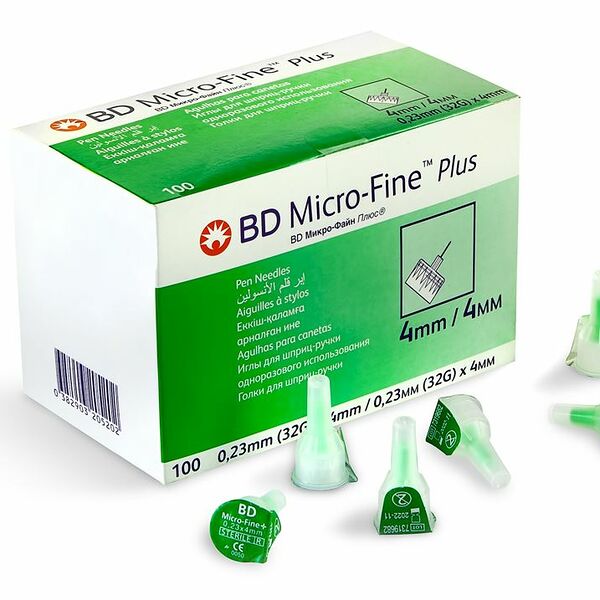 Micro-Fine Plus BD Иглы для Шприц-ручки 0,23 мм x 4 мм 32G одноразового использования 100 шт